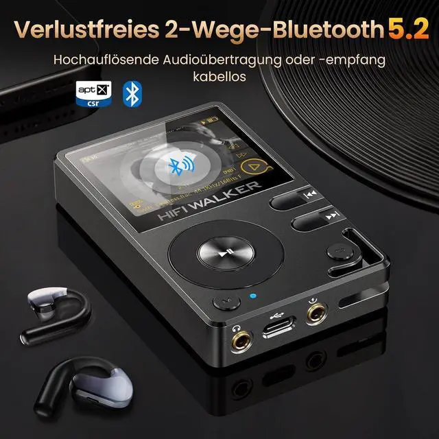 Alt view image 3 of 7 - H2-128GB MP3 Player Bluetooth 5.2 Hi Res Music Player Flac Digital DSD Lossless Audio Player High Resolution Portable DAP Player, Two-Way Bluetooth, 128GB SD Card+Expandable Memory