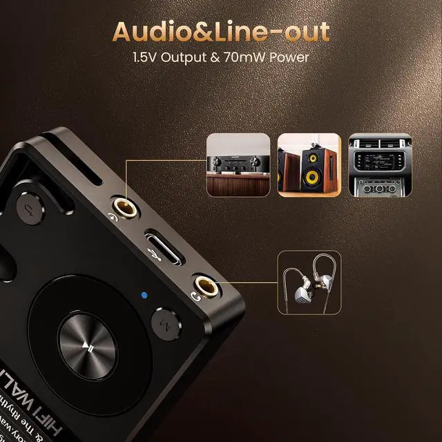 Alt view image 6 of 7 - H2-128GB MP3 Player Bluetooth 5.2 Hi Res Music Player Flac Digital DSD Lossless Audio Player High Resolution Portable DAP Player, Two-Way Bluetooth, 128GB SD Card+Expandable Memory