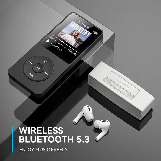Alt view image 2 of 7 - A02 MP3 Player with Bluetooth 5.3, 1.8 inch Screen Portable Music Player with Speaker, FM Radio, Voice Recorder, Supports Expanded Up to 128GB(Black, 32GB)