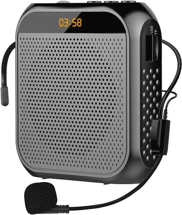 Main image of Portable Voice Amplifier for Teachers, 2200mAh Rechargeable Personal Amplifier Mic PA System Headset Microphone with Speaker for Teachers, Training, Meeting, Tour Guide, Yoga, Classroom (Black)
