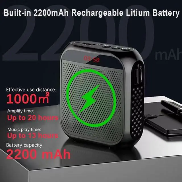 Alt view image 3 of 7 - Portable Voice Amplifier for Teachers, 2200mAh Rechargeable Personal Amplifier Mic PA System Headset Microphone with Speaker for Teachers, Training, Meeting, Tour Guide, Yoga, Classroom,Rose Gold