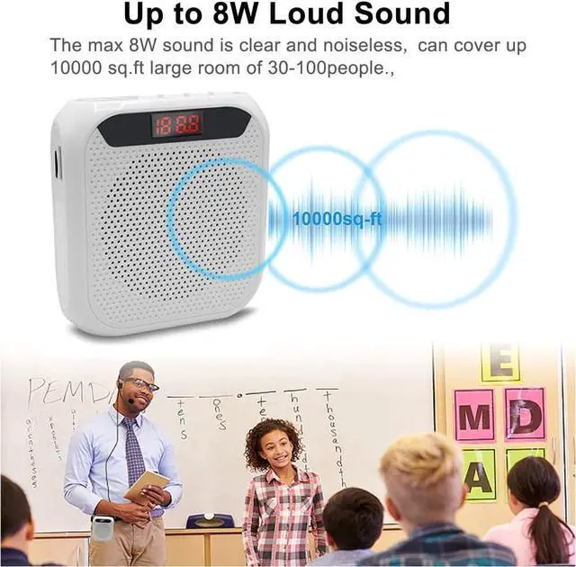 Alt view image 2 of 7 - Portable Voice Amplifier for Teachers, 2200mAh Rechargeable Personal Amplifier Mic PA System Headset Microphone with Speaker for Teachers, Training, Meeting, Tour Guide, Yoga, Classroom,Rose Gold