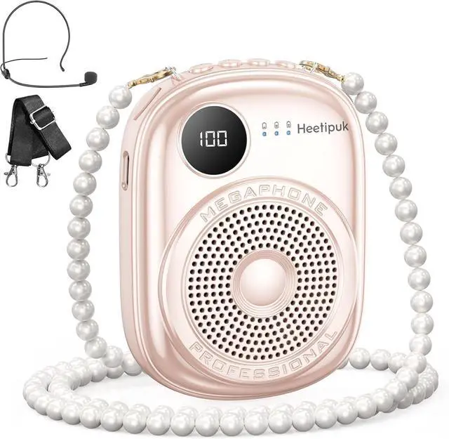 Main image of Portable Voice Amplifier Wired Microphone and Speaker,PA System Voice Amplifier with Mic Headset for Teachers,Speech,Tour Guides,Coaches,Yoga, Fitness Instructors Bluetooth 5.0 TF Card-Pink