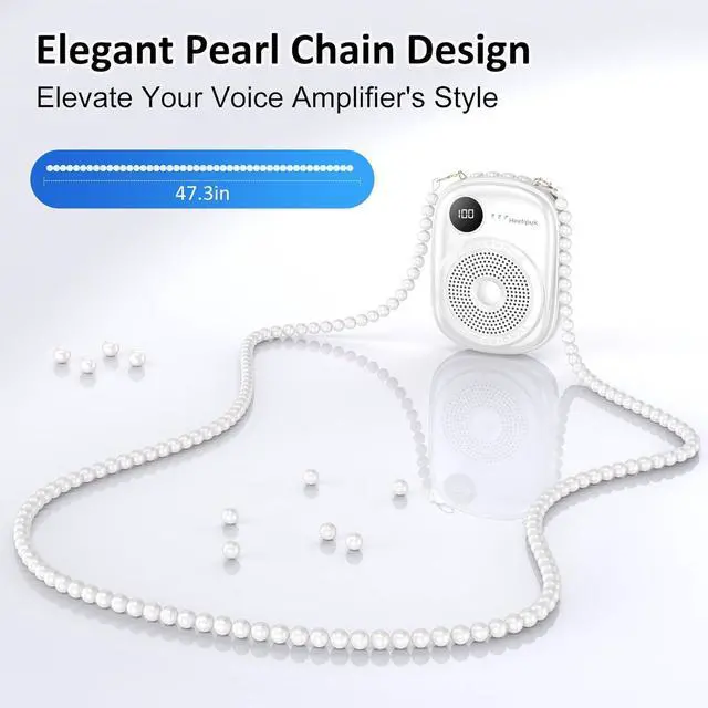 Alt view image 2 of 7 - Portable Voice Amplifier Wired Microphone and Speaker,PA System Voice Amplifier with Mic Headset for Teachers,Speech,Tour Guides,Coaches,Yoga, Fitness Instructors Bluetooth 5.0 TF Card-White