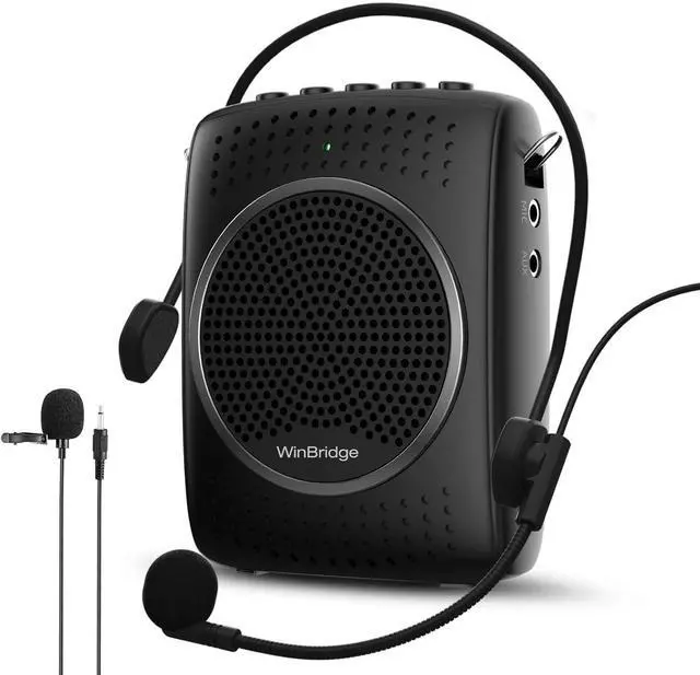 Main image of Ultra Portable Voice Amplifier Microphone and Speaker Set - Mini Speaker with 2 Microphones, Rechargeable Amp with Lavalier/Headset Mic for Teachers, Classroom, Tour Guides -S309