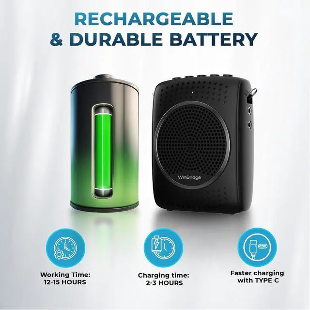 Alt view image 7 of 7 - Ultra Portable Voice Amplifier Microphone and Speaker Set - Mini Speaker with 2 Microphones, Rechargeable Amp with Lavalier/Headset Mic for Teachers, Classroom, Tour Guides -S309
