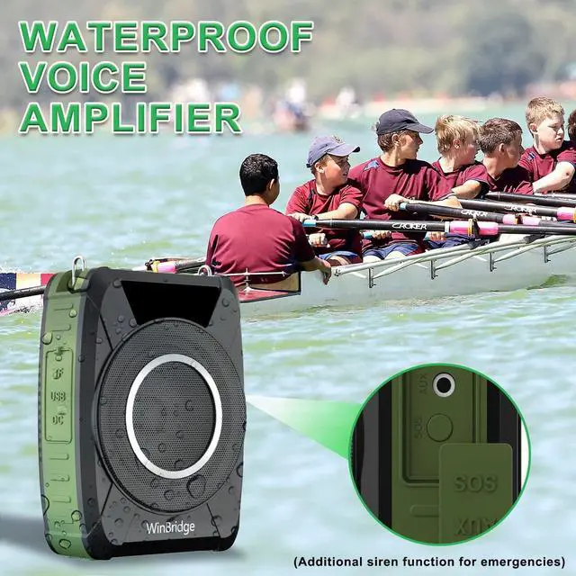 Alt view image 4 of 7 - Bluetooth 5.0 Voice Amplifier with Wireless Mic Headset, Waterproof Personal Microphone Wireless Voice Amplifier, 20W Loudly Portable Megaphone PA System for Teachers, Safety Drills, Outdoors Indoors
