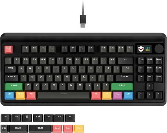 Main image of XVX Wired 75% Retro Gaming Keyboard with 2 HUB Ports, M87 Pro Mechanical Keyboard with Customizable Switches, Compact Gamer RGB- Classic Black