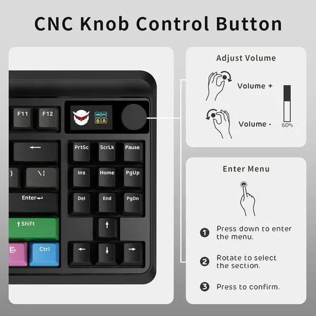 Alt view image 3 of 7 - XVX Wired 75% Retro Gaming Keyboard with 2 HUB Ports, M87 Pro Mechanical Keyboard with Customizable Switches, Compact Gamer RGB- Classic Black