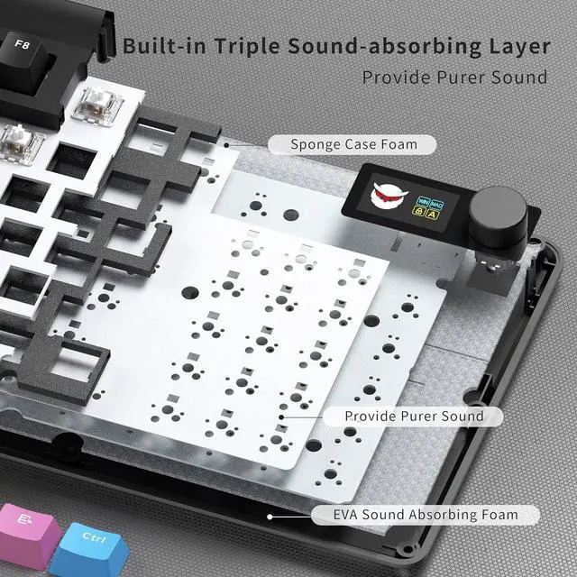 Alt view image 7 of 7 - XVX Wired 75% Retro Gaming Keyboard with 2 HUB Ports, M87 Pro Mechanical Keyboard with Customizable Switches, Compact Gamer RGB- Classic Black
