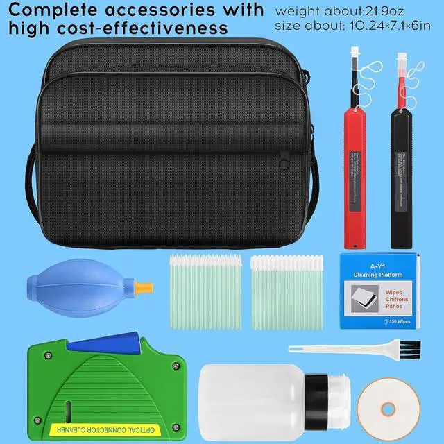 Alt view image 7 of 7 - 11 in 1 Fiber Optic Cleaning kit 1.25mm/2.5mm Interface Optical Cable Cleaner Tool with 550 Times Fiber Optic Cleaning Box and Replace core SC LC Cleaning Pen Cleaner Cotton swabs Set