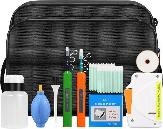 Main image of 11 Piece kit Fiber Optic Cleaning kit SC LC Cleaning Pen 1.25mm/2.5mm Interface Optical Cable Cleaner Tool with 550 Times Fiber Optic Cleaning Box and Replace core Cleaner Cotton swabs Set