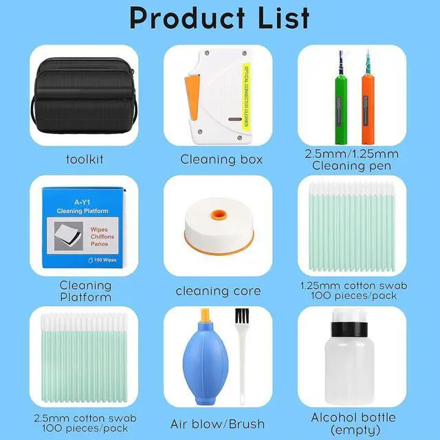 Alt view image 2 of 7 - 11 Piece kit Fiber Optic Cleaning kit SC LC Cleaning Pen 1.25mm/2.5mm Interface Optical Cable Cleaner Tool with 550 Times Fiber Optic Cleaning Box and Replace core Cleaner Cotton swabs Set