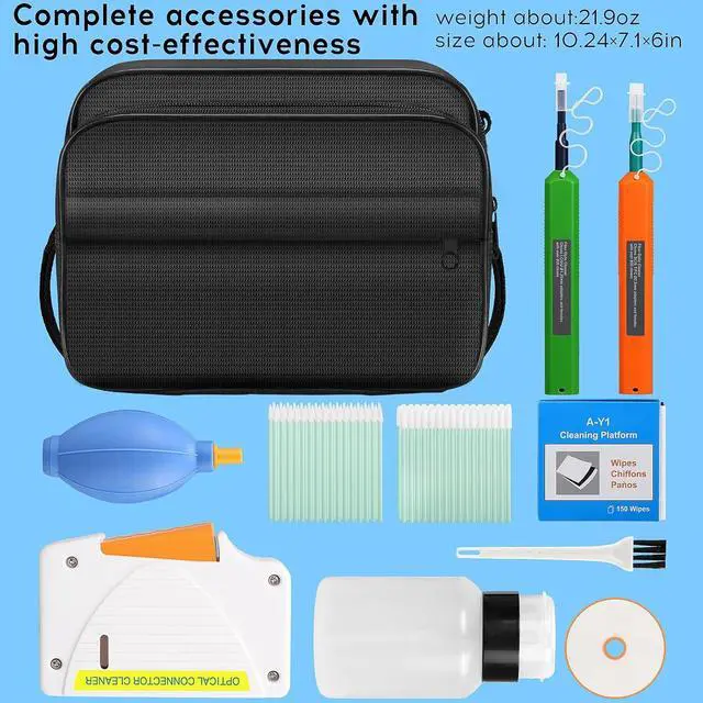 Alt view image 7 of 7 - 11 Piece kit Fiber Optic Cleaning kit SC LC Cleaning Pen 1.25mm/2.5mm Interface Optical Cable Cleaner Tool with 550 Times Fiber Optic Cleaning Box and Replace core Cleaner Cotton swabs Set