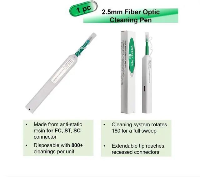 Alt view image 4 of 7 - Fiber Optic Cleaning Kit FTTH Optical Fiber Cleaner Tools with Fiber Cleaning Cassette for FC SC ST LC MU Connectors, 1.25mm/2.5mm Fiber Cleaner Pens, Cleaning Swabs Wipes