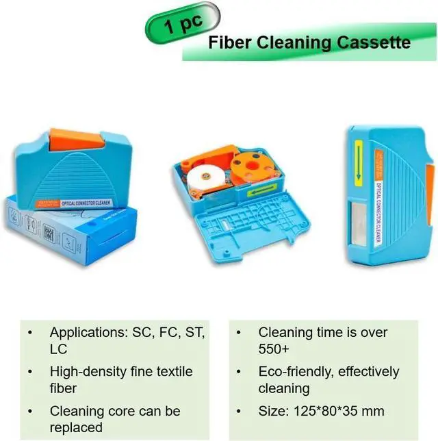 Alt view image 3 of 7 - Fiber Optic Cleaning Kit FTTH Optical Fiber Cleaner Tools with Fiber Cleaning Cassette for FC SC ST LC MU Connectors, 1.25mm/2.5mm Fiber Cleaner Pens, Cleaning Swabs Wipes