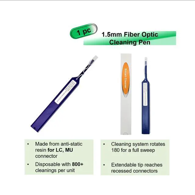 Alt view image 5 of 7 - Fiber Optic Cleaning Kit FTTH Optical Fiber Cleaner Tools with Fiber Cleaning Cassette for FC SC ST LC MU Connectors, 1.25mm/2.5mm Fiber Cleaner Pens, Cleaning Swabs Wipes