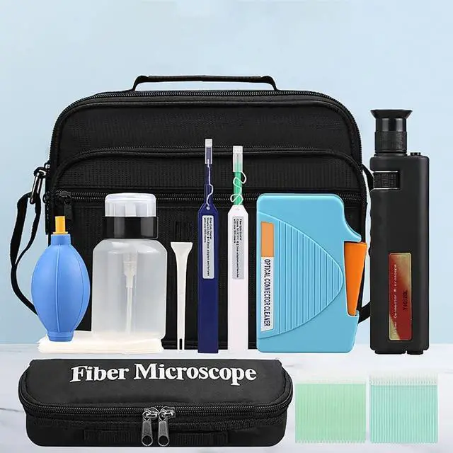 Main image of Optic Fiber Cleaning Inspection Kits Including 400 Times Fiber Connector Microscope for 1.25/2.5mm FC/SC/ST/LC Connector & 1.25mm/2.5mm Cleaner Pens & Cleaning Cassette
