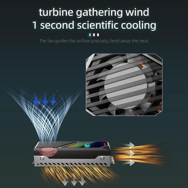 Alt view image 3 of 7 - M.2 2280 ARGB Hard Drive Heatsink Cooling M2.2280 SSD Cooler With Fan 5V 3Pin Addressable RGB Sync Multi Mainboard Efficient Heat Dissipation SSD Radiator - White