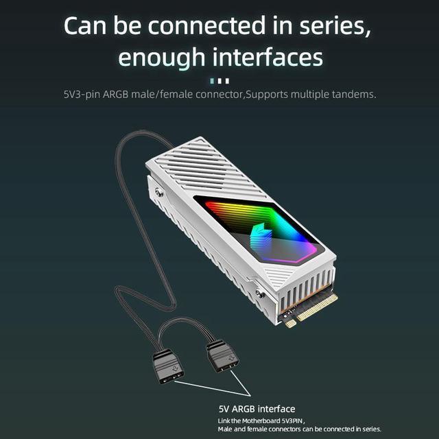 Alt view image 7 of 7 - M.2 2280 ARGB Hard Drive Heatsink Cooling M2.2280 SSD Cooler With Fan 5V 3Pin Addressable RGB Sync Multi Mainboard Efficient Heat Dissipation SSD Radiator - White