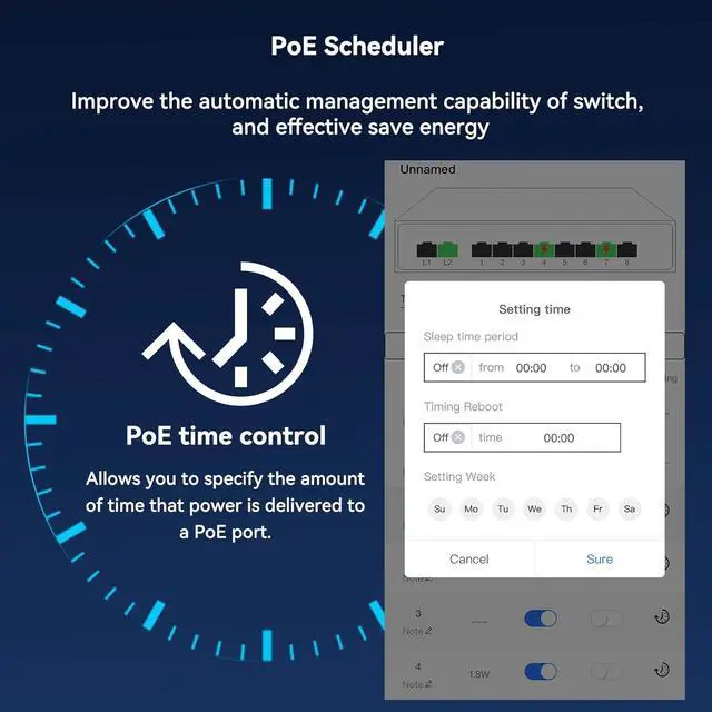 Alt view image 3 of 7 - 10-Port Gigabit Managed PoE Switch, 8 PoE+ Ports@120W, 2 Uplink Ports, VLAN, PoE Scheduler, Fanless, Plug and Play, Sturdy Metal, Desktop and Wall-Mount