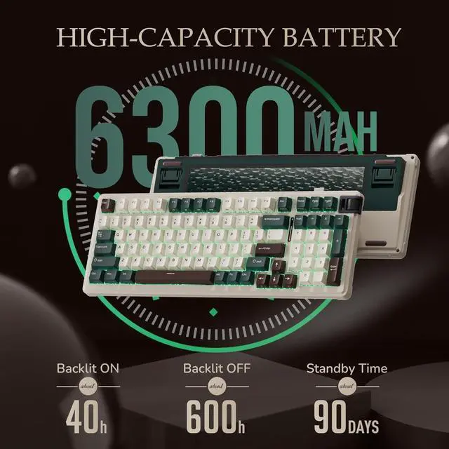 Alt view image 6 of 7 - Wireless Mechanical Keyboard, Triple Mode BT/2.4G/USB-C Custom Keyboard, RGB Backlit Gaming Keyboard, Gasket Structure, Pre-lubed Hot Swappable Linear Switch