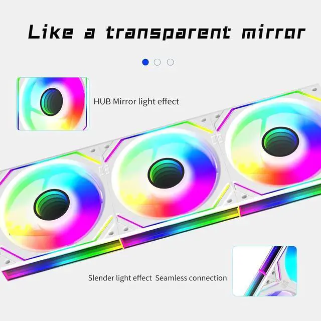 Alt view image 3 of 5 - 120mm UNI Fan Infinity Mirror Module Daisy-Chain ARGB Fan Single Package,ONLY Fan,Without LINE, Need to Buy The Connection Cable Separately - White