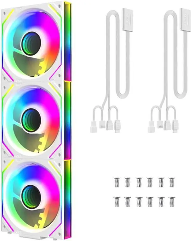 Main image of 3 Pack - UNI Fan 120mm White Edition Infinity Mirror Module Daisy-Chain ARGB PWM Case Fan 120mm Triple Pack Suitable for Computer Case & CPU Cooling