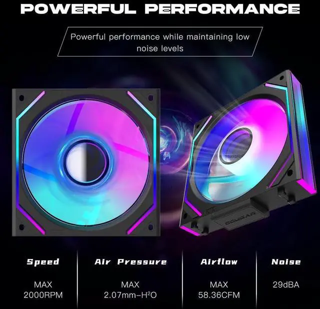 Alt view image 6 of 7 - 3 Pack - UNI Fan 120mm White Edition Infinity Mirror Module Daisy-Chain ARGB PWM Case Fan 120mm Triple Pack Suitable for Computer Case & CPU Cooling - Black