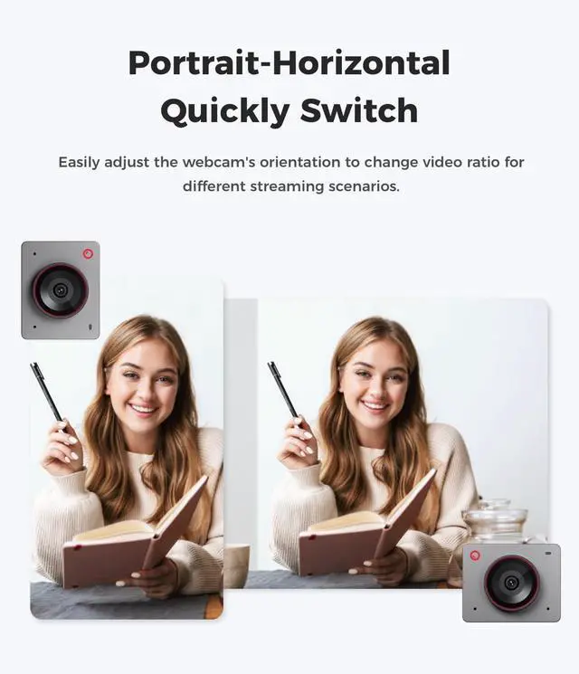 Alt view image 7 of 7 - OBSBOT Meet 2-4K Webcam for PC with 1/2" Sensor, AI Framing & Autofocus, Beauty Mode, Lightweight, Gesture Control, HDR, Dual Microphone, 60 FPS, Web Cam for Streaming, Meeting, Gaming. (Space Grey)