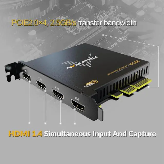 Alt view image 2 of 7 - AVMATRIX 1080p60 4-PCI-E Capture Card Live Stream and Record with Ultra-Low Latency on PS5, PS4 Pro, Xbox Series X/S, Xbox One X, in OBS, Twitch, YouTube, Nintendo Switch, PC Windows