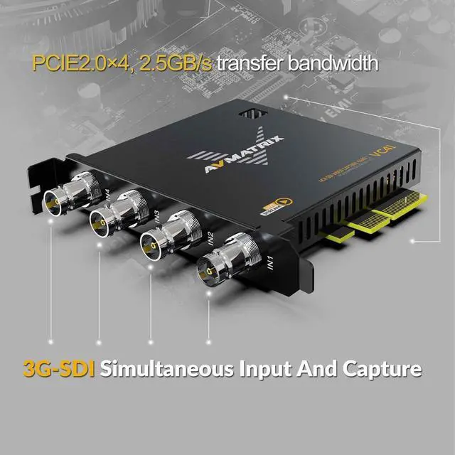 Alt view image 2 of 7 - AVMATRIX PCIE Capture Card for PC, 4CH SDI with 1080P60 Ultra-Low Latency for Multi-Channel Live Streaming, Video Conferencing, Online Education, telemedicine Broadcasting on PC/Mac