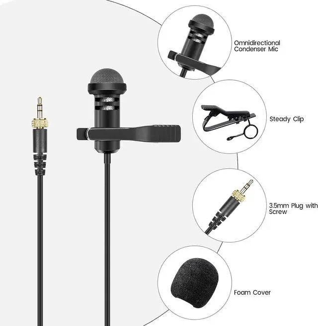Alt view image 6 of 7 - 2-Pack Lavalier Microphone Compatible with Rode Wireless Pro/Wireless GO II 2 Bodypack Transmitters, Omnidirectional Condenser Lapel Mic for Vlog/Lectures/Broadcasters