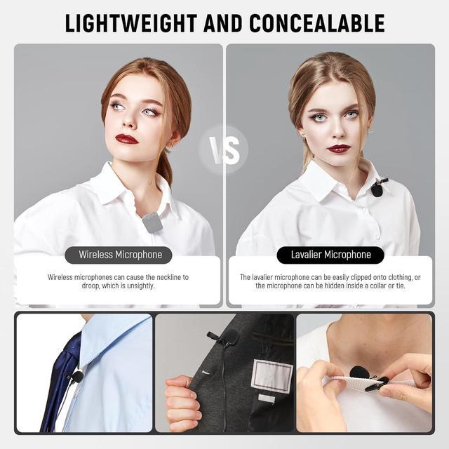 Alt view image 5 of 7 - 2 Pack Lavalier Lapel Microphone for DJI Wireless Mic Transmitters, Compatible with Rode Wireless GO II 2, Omnidirectional Condenser Wired Clip On Lav Mics for Stage YouTube Live Streaming, CM5