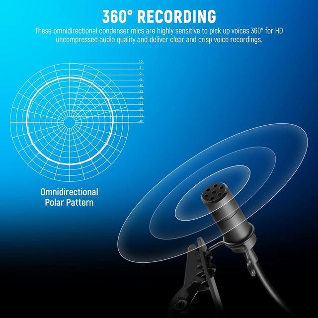 Alt view image 2 of 7 - 2 Pack Lavalier Lapel Microphone for DJI Wireless Mic Transmitters, Compatible with Rode Wireless GO II 2, Omnidirectional Condenser Wired Clip On Lav Mics for Stage YouTube Live Streaming, CM5