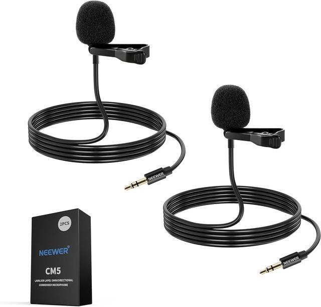 Main image of 2 Pack Lavalier Lapel Microphone for DJI Wireless Mic Transmitters, Compatible with Rode Wireless GO II 2, Omnidirectional Condenser Wired Clip On Lav Mics for Stage YouTube Live Streaming, CM5