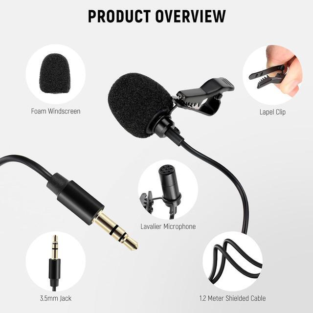 Alt view image 7 of 7 - 2 Pack Lavalier Lapel Microphone for DJI Wireless Mic Transmitters, Compatible with Rode Wireless GO II 2, Omnidirectional Condenser Wired Clip On Lav Mics for Stage YouTube Live Streaming, CM5