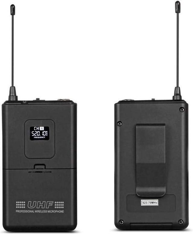 Alt view image 5 of 6 - Wireless Microphone System Pro UHF 4 Channel 4 Lavalier Bodypacks 4 Lapel Mic 4 Headsets for Karaoke System Church Speaking Conference Wedding Party