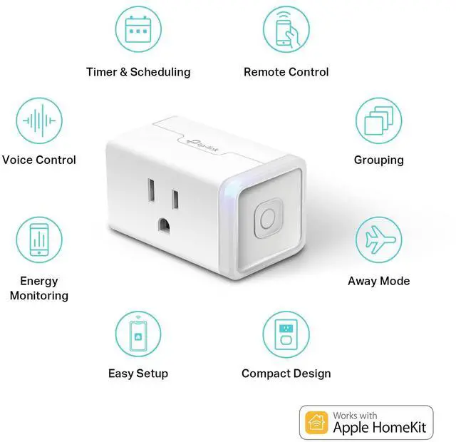 Alt view image 4 of 7 - Kasa Smart Plug Mini 15A, Apple HomeKit Supported, Smart Outlet Works with Siri, Alexa & Google Home, UL Certified, App Control, Scheduling, Timer, 2.4G WiFi Only, 4 Count (EP25P4), White