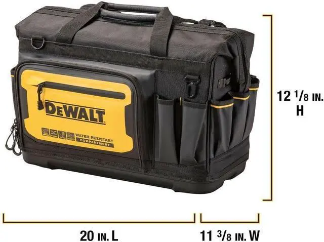 Alt view image 2 of 5 - DEWALT Tool Bag, Water Resistant, Hard Bottom, 20-inch, Professional Tool Tote with Organization