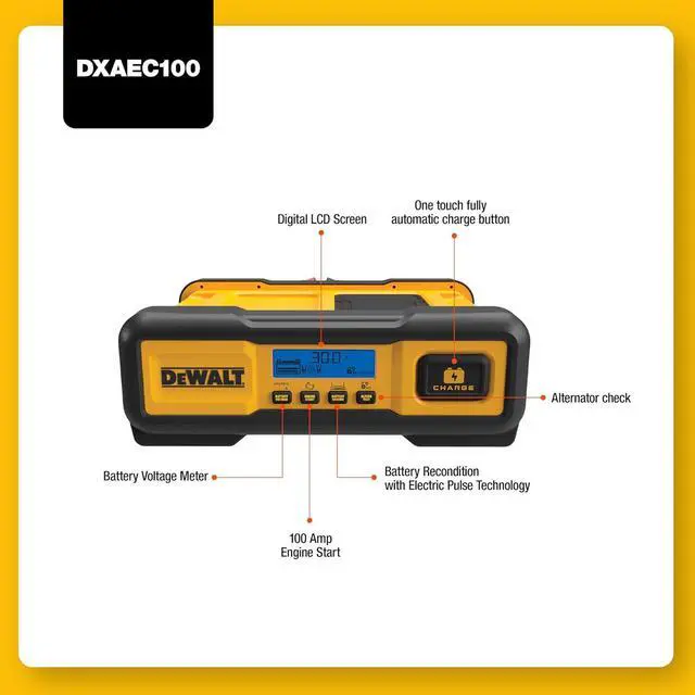 Alt view image 4 of 5 - DEWALT Professional 30-Amp Battery Charger and 3-Amp Maintainer with 100-Amp Engine Start