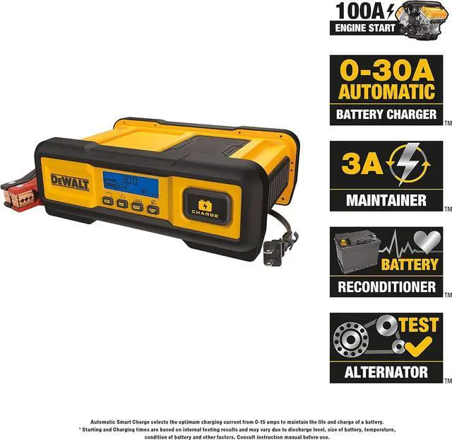 Alt view image 2 of 5 - DEWALT Professional 30-Amp Battery Charger and 3-Amp Maintainer with 100-Amp Engine Start