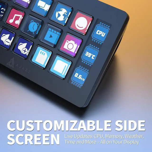 Alt view image 3 of 7 - Streaming Studio Controller Keypad Type-c Wired with 15 Macro LCD Key&1 Side Screen Display Detachable Stand for Multi Action Triggered in Win MAC Twitter TikTok YouTube OBS App - Black