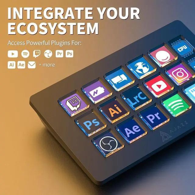 Alt view image 2 of 7 - Streaming Studio Controller Keypad Type-c Wired with 15 Macro LCD Key&1 Side Screen Display Detachable Stand for Multi Action Triggered in Win MAC Twitter TikTok YouTube OBS App - Black