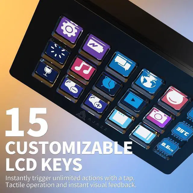 Alt view image 4 of 7 - Streaming Studio Controller Keypad Type-c Wired with 15 Macro LCD Key&1 Side Screen Display Detachable Stand for Multi Action Triggered in Win MAC Twitter TikTok YouTube OBS App - Black