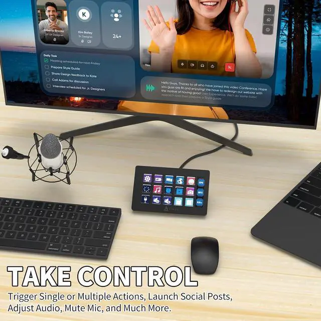 Alt view image 6 of 7 - Streaming Studio Controller Keypad Type-c Wired with 15 Macro LCD Key&1 Side Screen Display Detachable Stand for Multi Action Triggered in Win MAC Twitter TikTok YouTube OBS App - Black