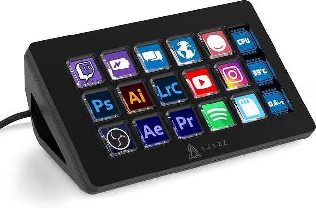 Main image of Streaming Studio Controller Keypad Type-c Wired with 15 Macro LCD Key&1 Side Screen Display Detachable Stand for Multi Action Triggered in Win MAC Twitter TikTok YouTube OBS App - Black