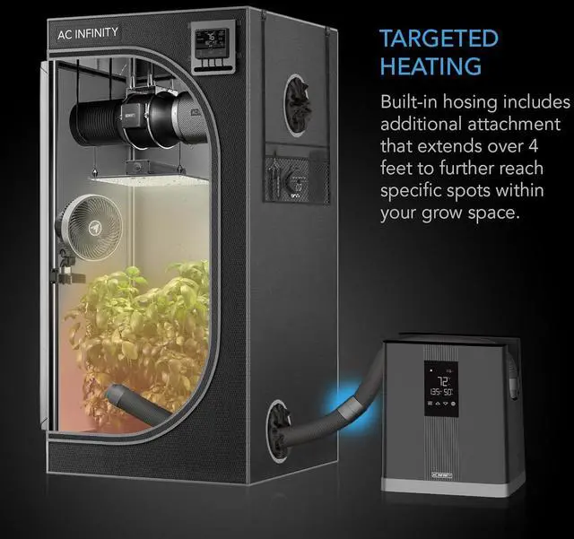Alt view image 5 of 7 - AC Infinity THERMOFORGE T3, Environmental Grow Tent Heater with VPD Temperature Controller, 10-Level PTC Heating and Included Extension Hose for Tents, Rooms, Greenhouses