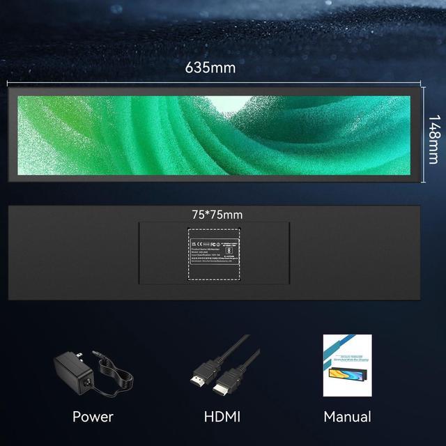 Alt view image 4 of 6 - 24" Ultra-Wide Bar LCD Monitor FHD1920x380 Industrial Computer Monitor Built-in Dual Speaker Secondary Screen Dual HDMI & DP Port, Advertising Display for Subway Malls Restaurant Digital Signage VESA