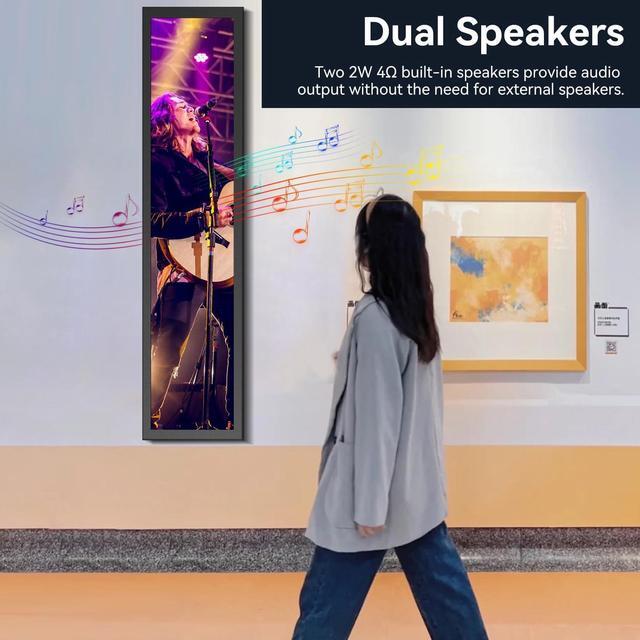 Alt view image 5 of 6 - 24" Ultra-Wide Bar LCD Monitor FHD1920x380 Industrial Computer Monitor Built-in Dual Speaker Secondary Screen Dual HDMI & DP Port, Advertising Display for Subway Malls Restaurant Digital Signage VESA
